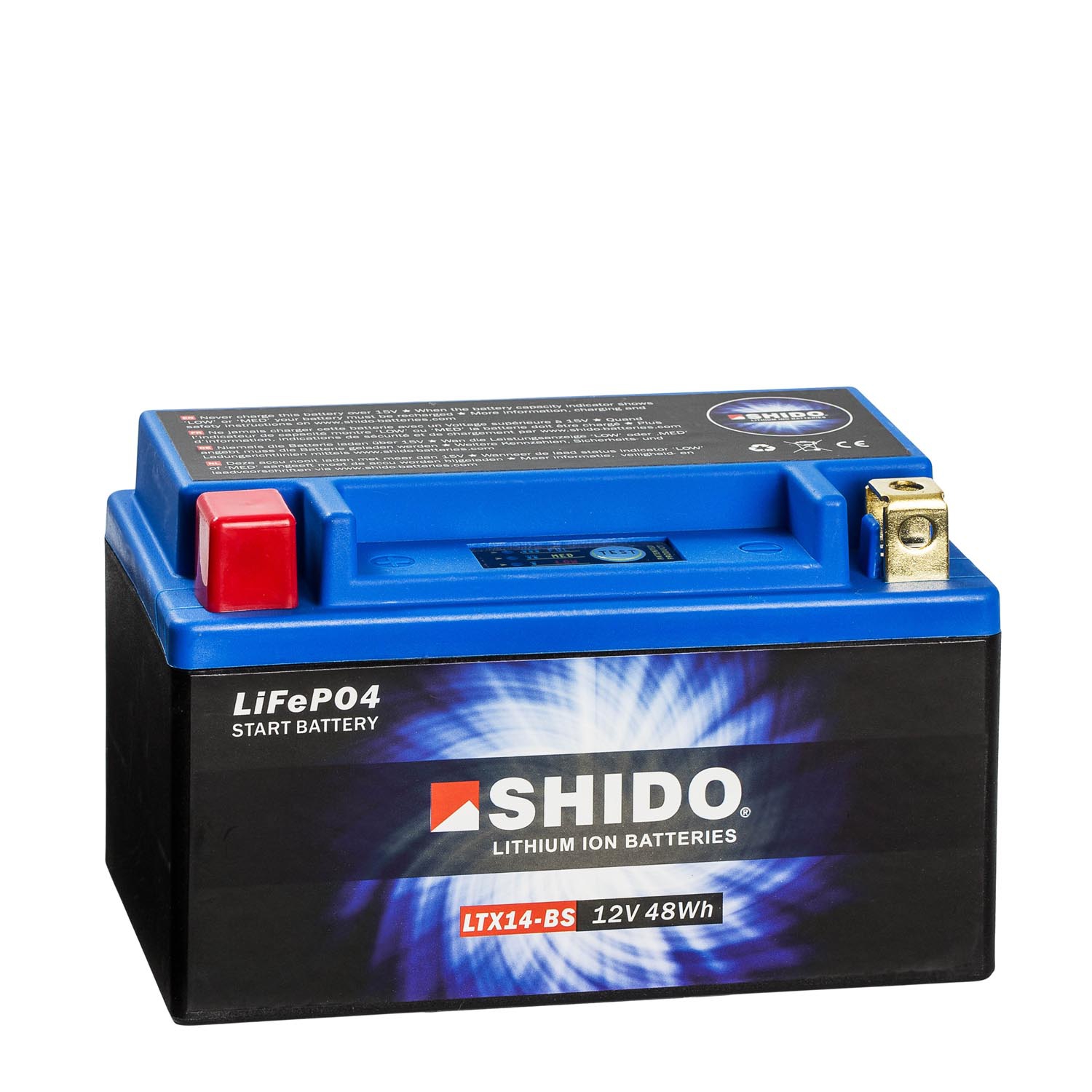 Shido ltx14-bs de iones de litio Batería 12v LiFePO 4 motocicleta ytx14-bs ytx14h-bs 
