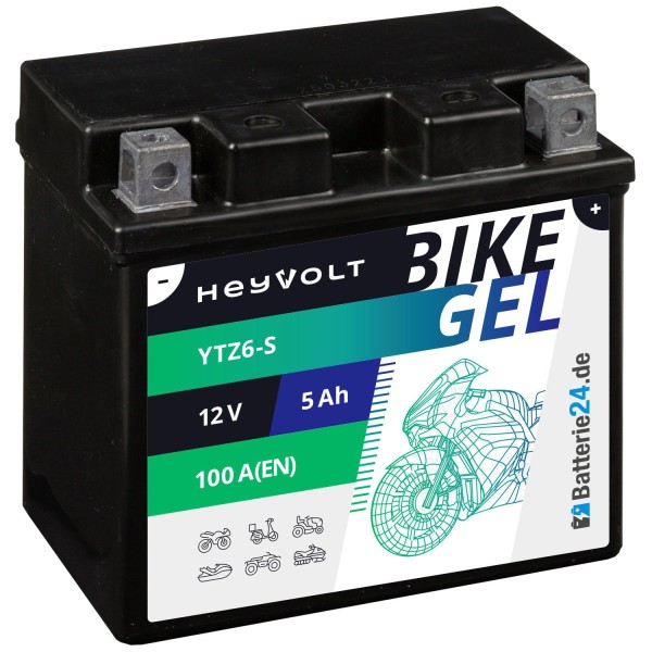HeyVolt BIKE GEL Motorradbatterie YTZ6-S 50616 12V 5Ah