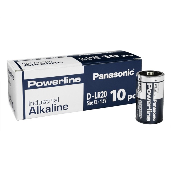 10x Panasonic Industrial Powerline D Mono Zellen LR20 Batterien