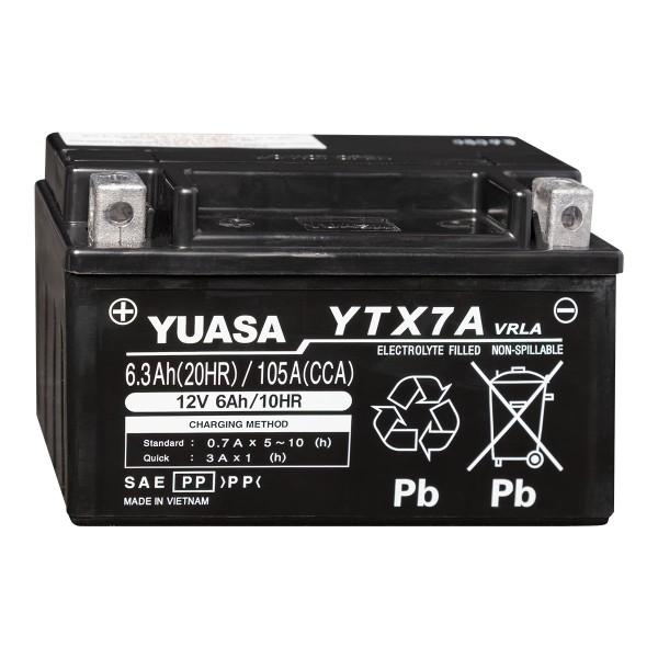 Yuasa YTX7A AGM 12V 6Ah Motorradbatterie