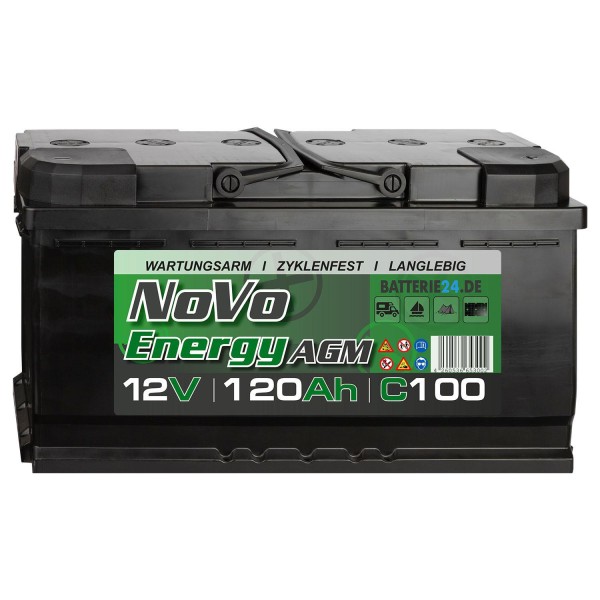 Novo Energy AGM Batterie 12V 120Ah (USt-befreit nach §12 Abs.3 Nr. 1 S.1 UStG)