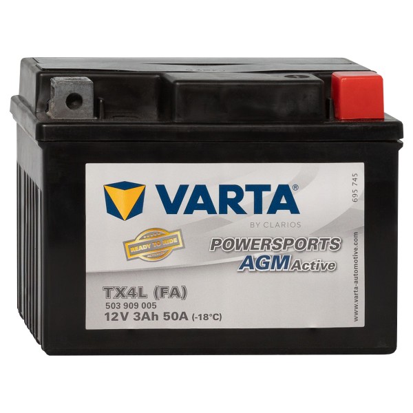 Varta Powersports AGM Motorradbatterie TX4L 12V 3Ah