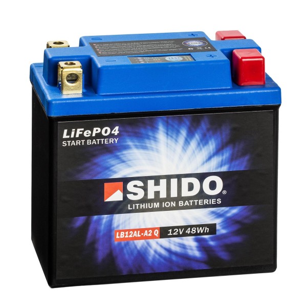Shido Lithium Motorradbatterie LiFePO4 LB12AL-A2 Q 12V
