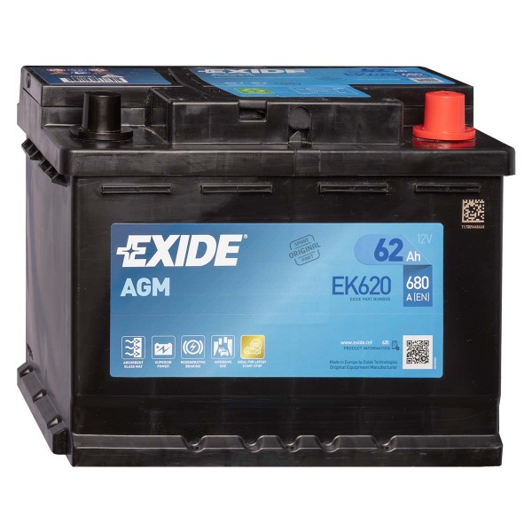 Exide EK620 AGM Autobatterie 12V 62Ah