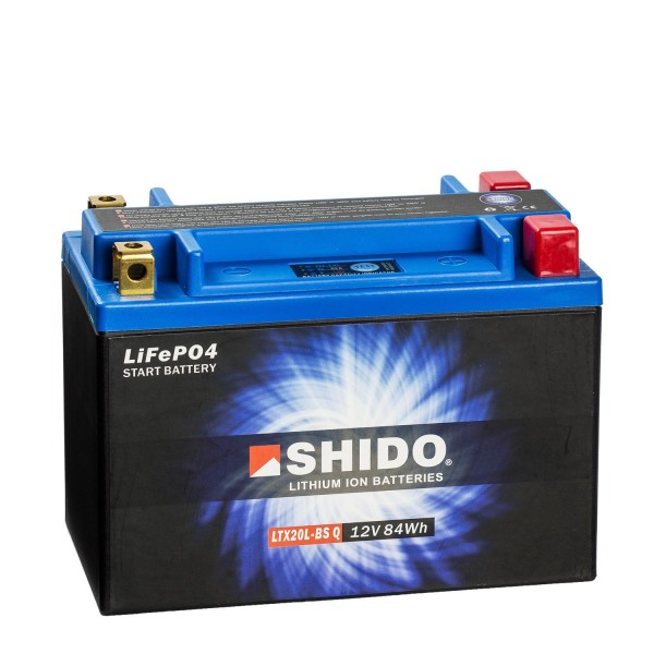 Shido Lithium Motorradbatterie LiFePO4 LTX20L-BS Q 12V