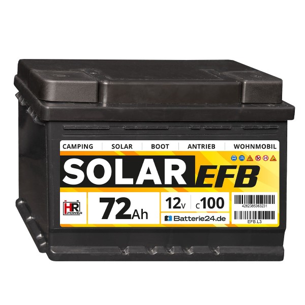 HR Solar EFB 12V 72Ah Versorgerbatterie (USt-befreit nach §12 Abs.3 Nr. 1 S.1 UStG)