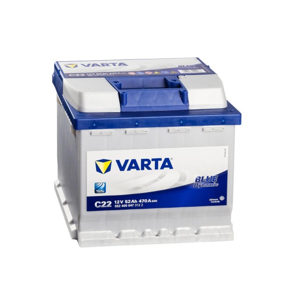 Varta Blue Dynamic 5524000473132 Autobatterien, C22, 12 V, 52 Ah, 470 A,  mit PKW : : Auto & Motorrad