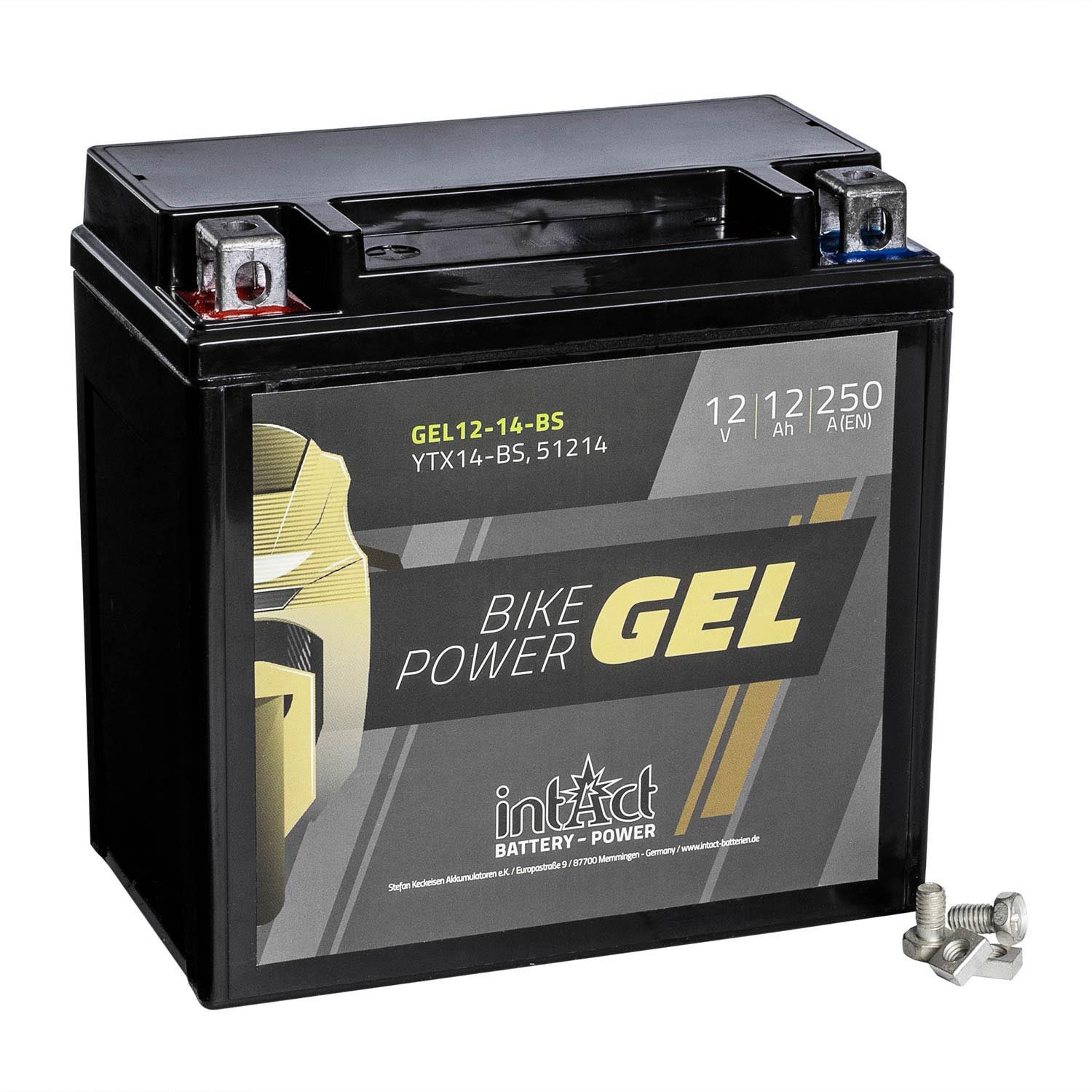 intAct Bike-Power Motorradbatterie GEL YTX14-BS 12V 12Ah 51214 Gel12-14-BS