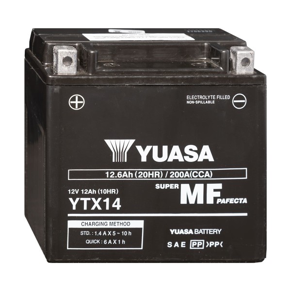 Yuasa YTX14 AGM 12V 12Ah Motorradbatterie