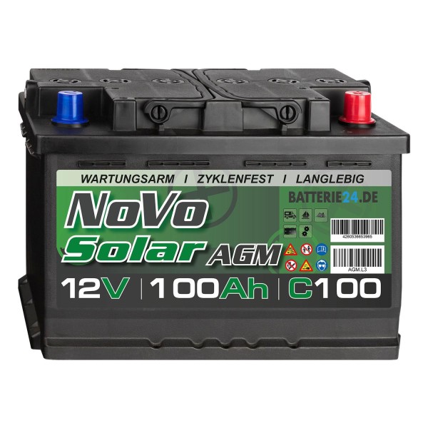 Novo Solar AGM 12V 100Ah Versorgerbatterie (USt-befreit nach §12 Abs.3 Nr. 1 S.1 UStG)