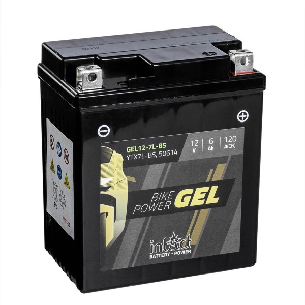 intAct Bike-Power Motorradbatterie GEL YTX7L-BS 12V 6Ah 50614 Gel12-7L-BS