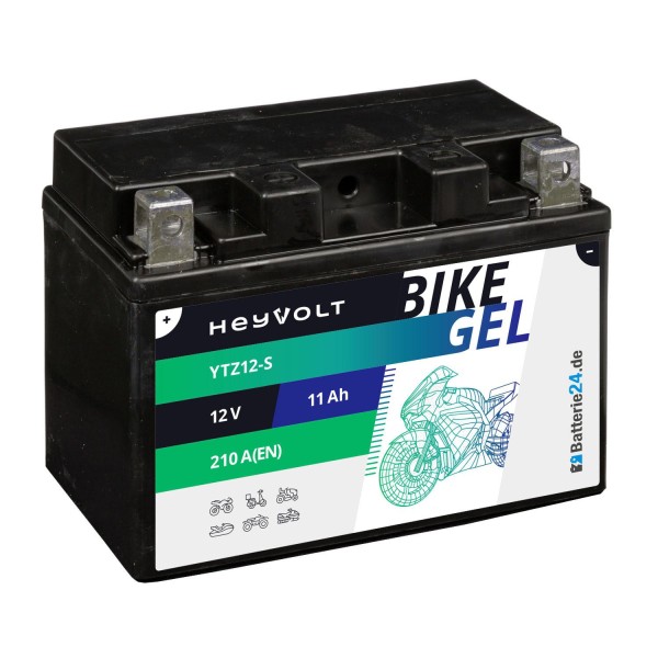 HeyVolt BIKE GEL Motorradbatterie YTZ12-S 51120 12V 11Ah