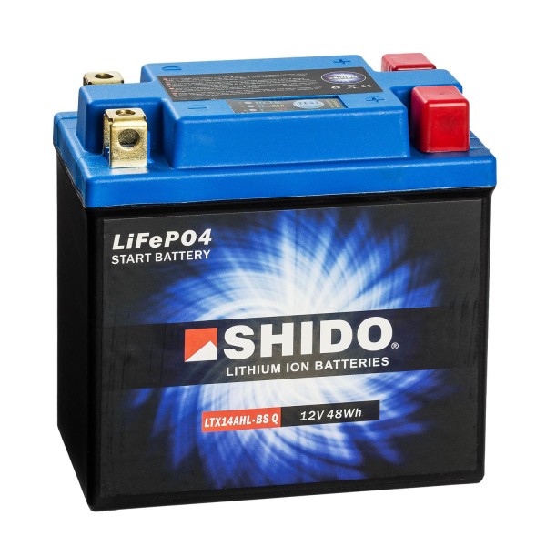 Shido Lithium Motorradbatterie LiFePO4 LTX14AHL-BS Q 12V