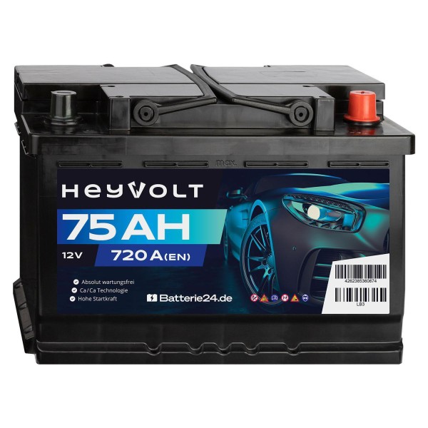 HeyVolt Start Autobatterie 12V 75Ah