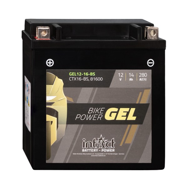 intAct Bike-Power Motorradbatterie GEL YTX16-BS 12V 14Ah 81600 Gel12-16-BS