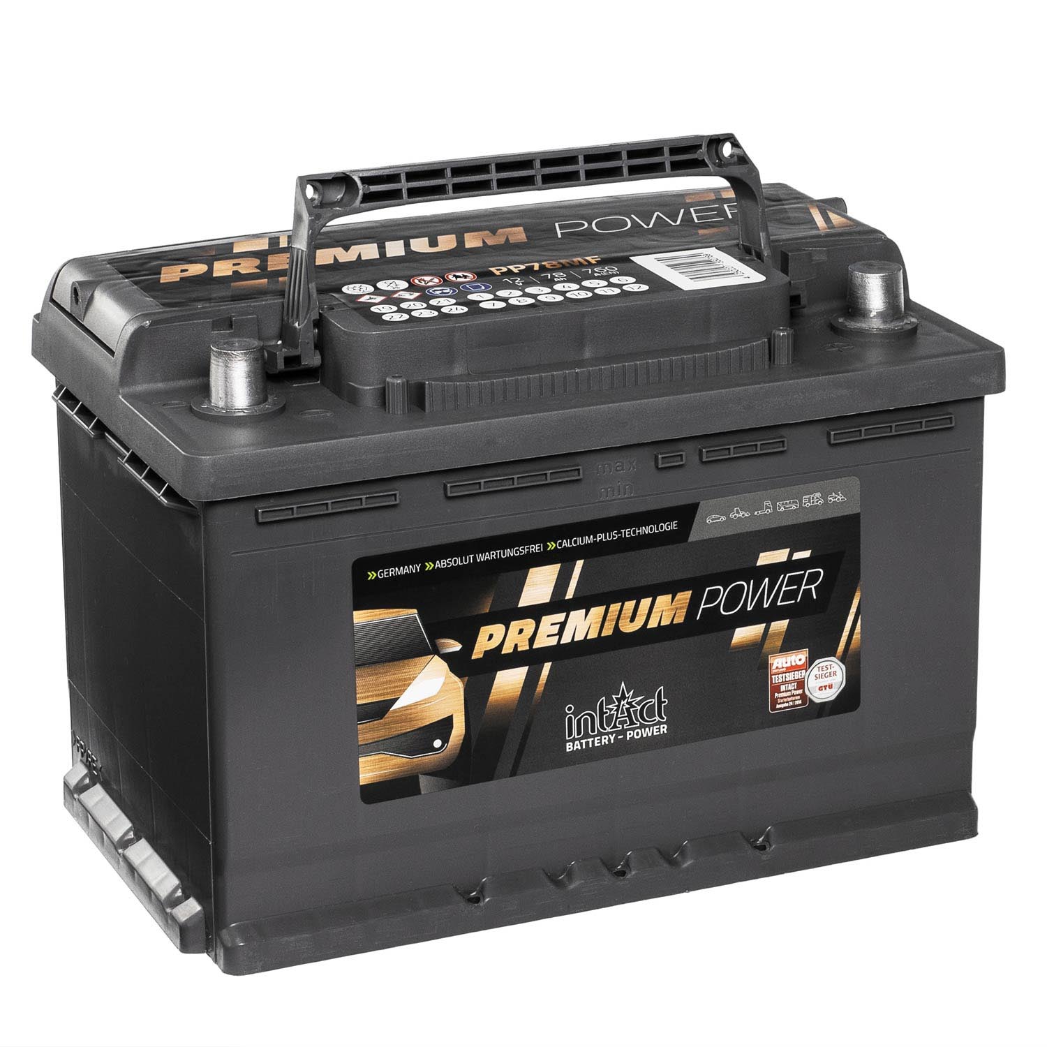 Power 12V/78Ah A760 Starterbatterie TESTSIEGER neueste Version PP78MF Premium
