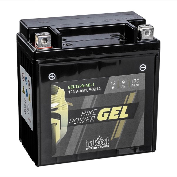 intAct Bike-Power Motorradbatterie GEL 12N9-4B1 12V 9Ah 12N9-4B1 50914 Gel12-9-4B-1