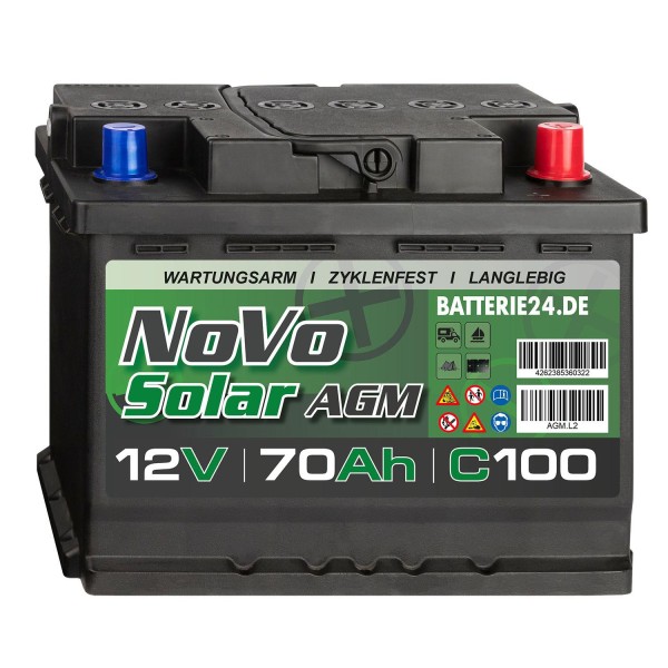 Novo Solar AGM 12V 70Ah Versorgerbatterie