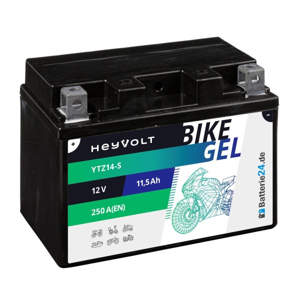 HeyVolt BIKE GEL Motorradbatterie YTZ14-S 51121 12V 11,5Ah