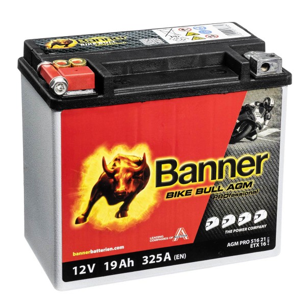 Banner AGM PRO Motorradbatterie 51621 BETX16 12V 19Ah
