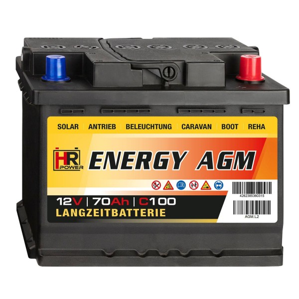 HR-Energy AGM Batterie 12V 70Ah (USt-befreit nach §12 Abs.3 Nr. 1 S.1 UStG)