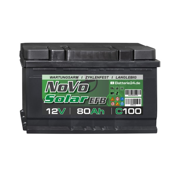 NoVo Solar EFB 12V 80Ah Versorgerbatterie