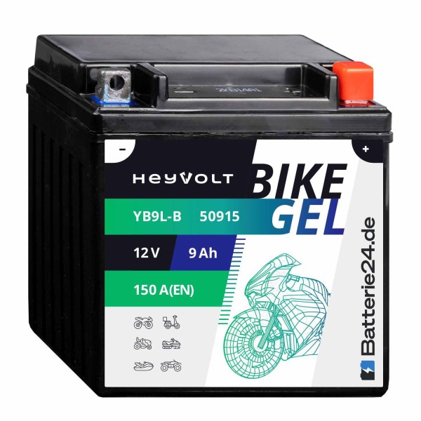 HeyVolt BIKE GEL Motorradbatterie YB9L-B 50915 12V 9Ah