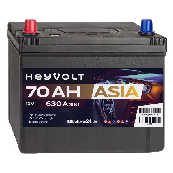 HeyVolt ASIA Autobatterie A70L 12V 70Ah Starterbatterie
