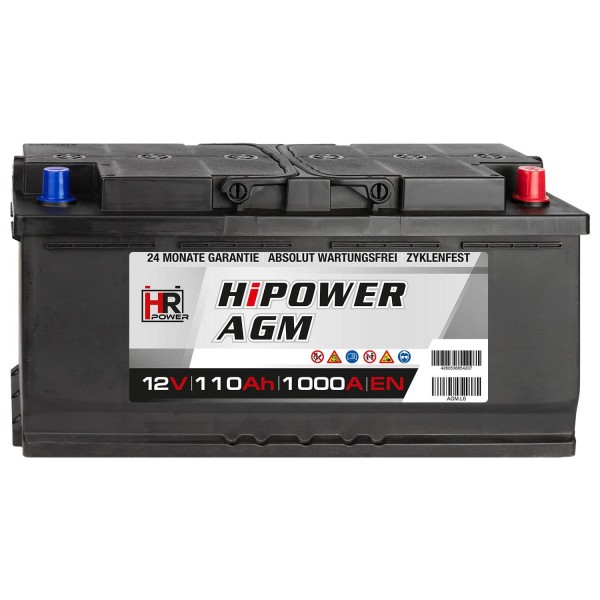 HR HiPower Autobatterie AGM Batterie 12V 110Ah