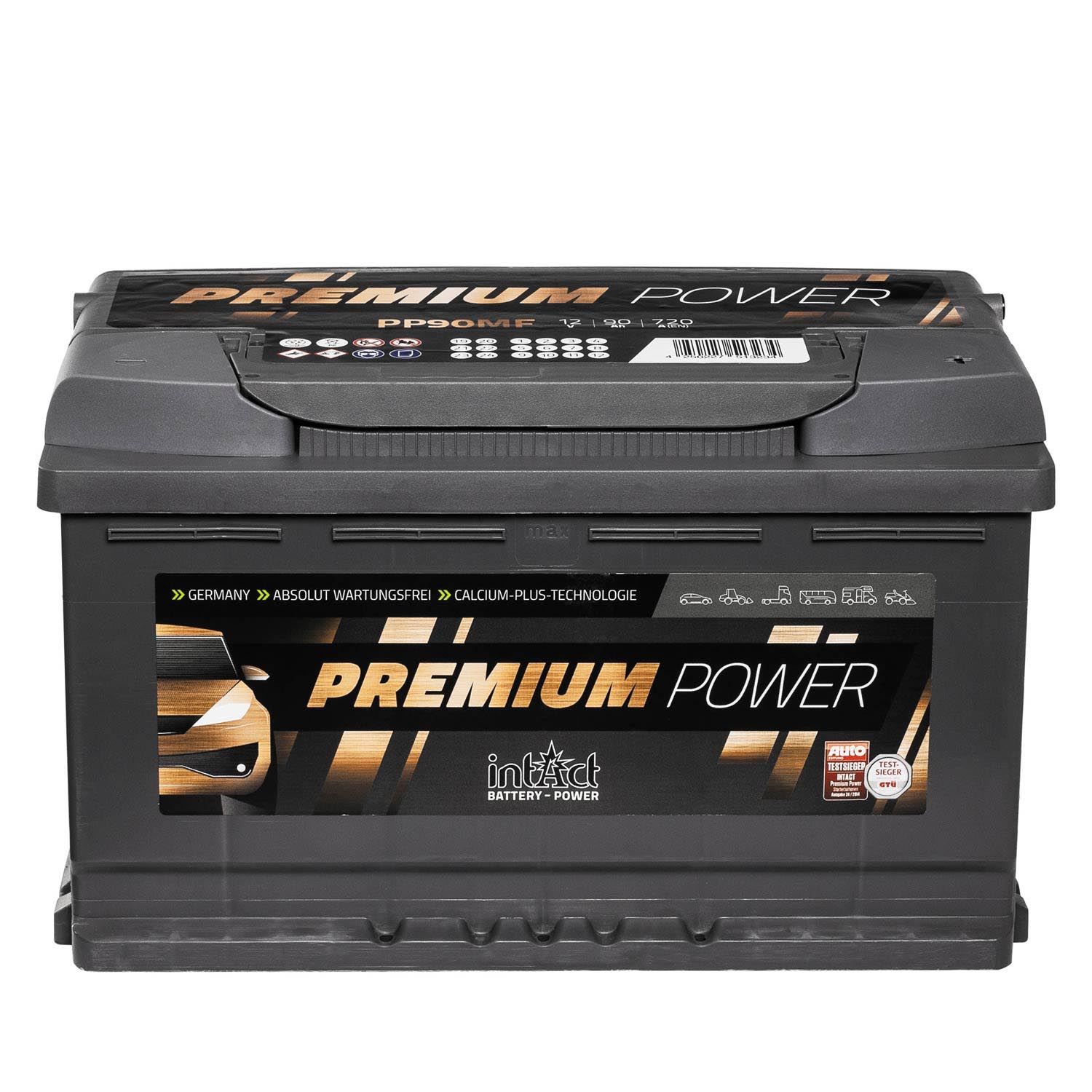 intact Premium Power PP90MF PP80MF Autobatterie 12V 90Ah Testsieger GTÜ 2014 