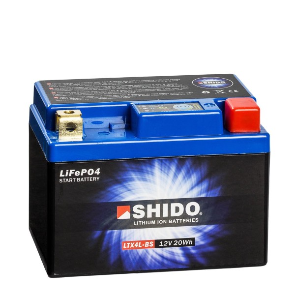 Shido Lithium Motorradbatterie LiFePO4 LTX4L-BS 12V