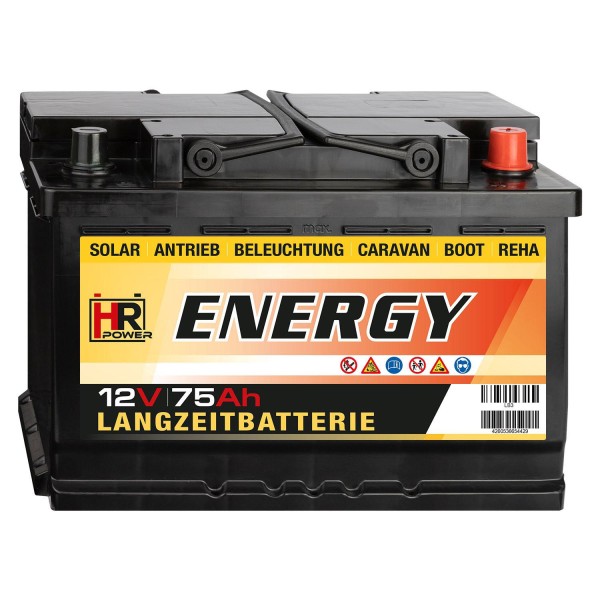 HR-ENERGY Batterie 12V 75Ah (USt-befreit nach §12 Abs.3 Nr. 1 S.1 UStG)