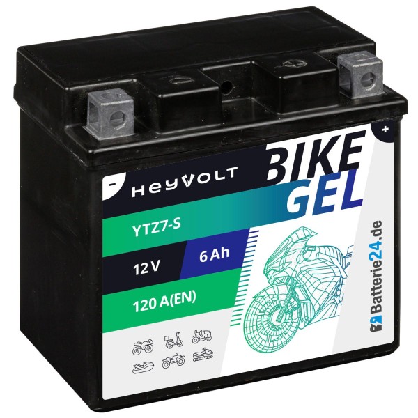 HeyVolt BIKE GEL Motorradbatterie YTZ7-S 50616 12V 6Ah