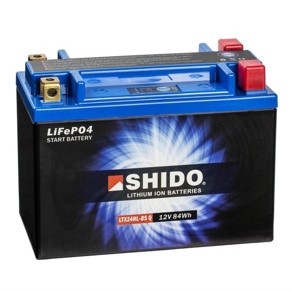 Shido Lithium Motorradbatterie LiFePO4 LTX24HL-BS Q 12V
