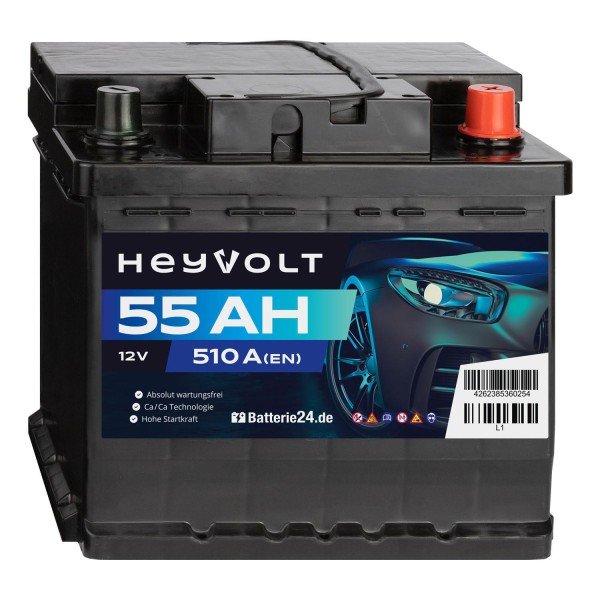 HeyVolt Start Autobatterie 12V 55Ah