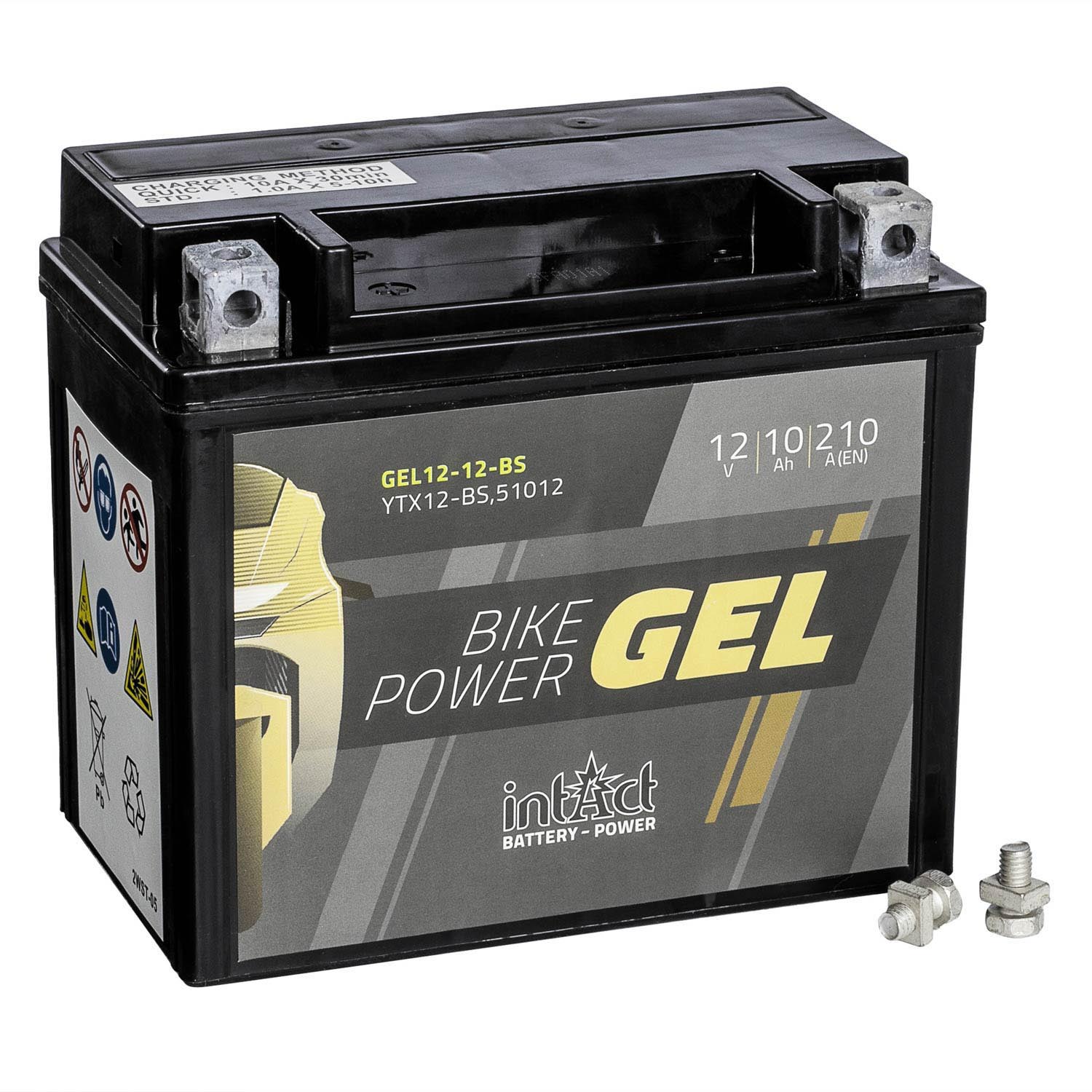 intAct Bike-Power Motorradbatterie GEL YTX12-BS 12V 10Ah 51012 Gel12-12-BS