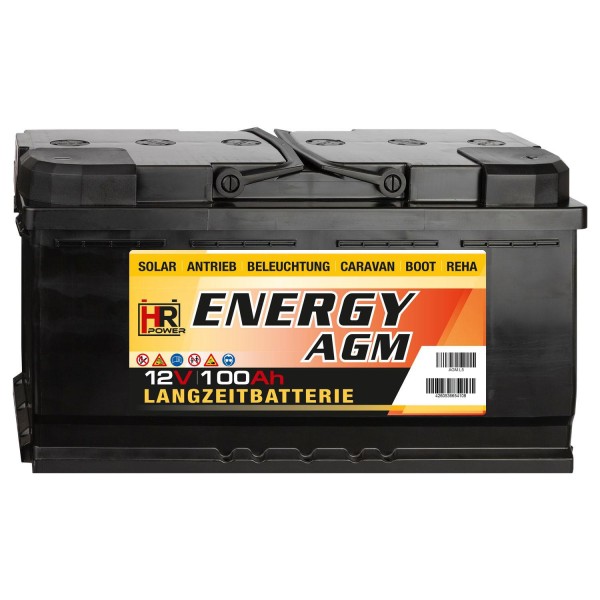 HR-ENERGY AGM Batterie 12V 100Ah (USt-befreit nach §12 Abs.3 Nr. 1 S.1 UStG)