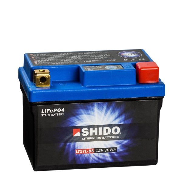 Shido Lithium Motorradbatterie LiFePO4 LTX7L-BS 12V