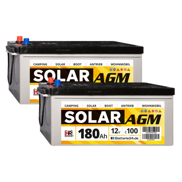 2x HR Solar AGM 12V 180Ah Versorgungsbatterie
