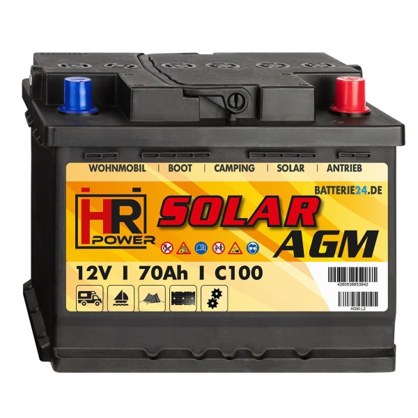 HR Solar AGM Versorgerbatterie 12V 70Ah