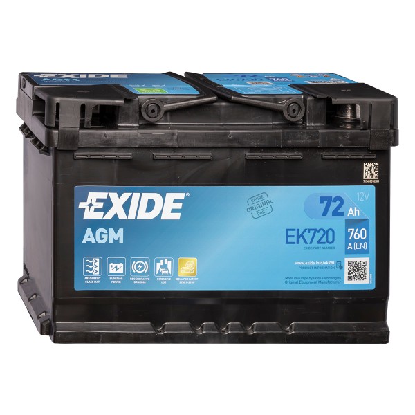 Exide EK720 AGM Autobatterie 12V 72Ah