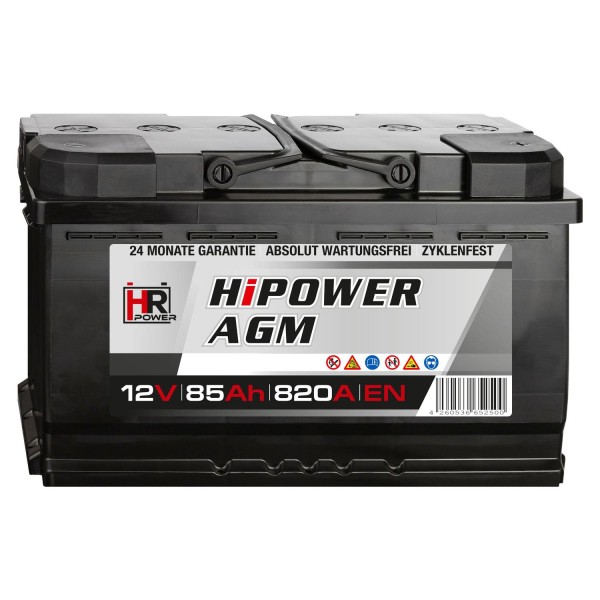 HR HiPower AGM Autobatterie 12V 85Ah