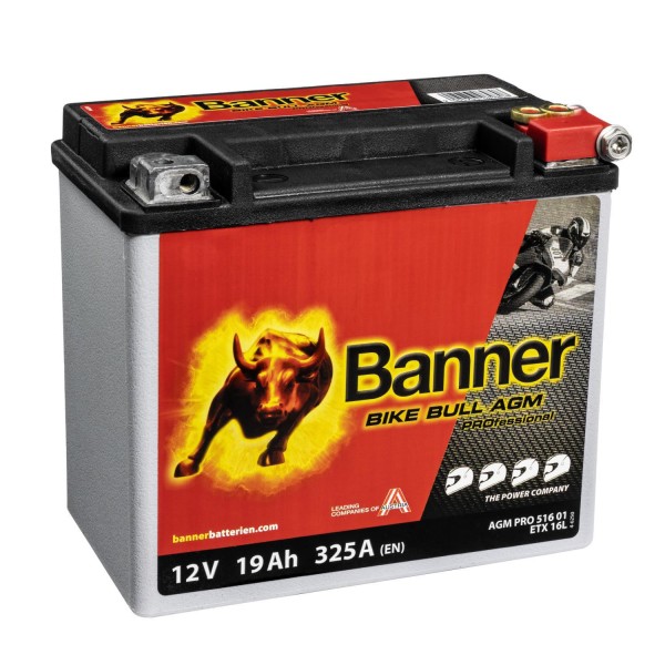 Banner AGM PRO Motorradbatterie 51601 BETX16L 12V 19Ah