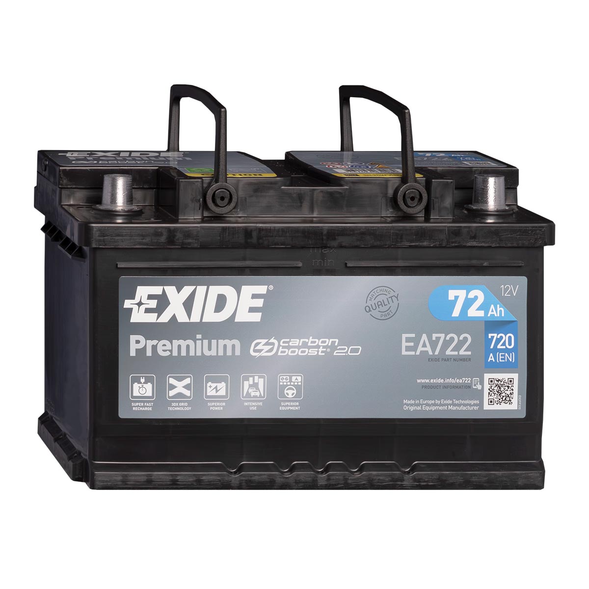 Exide Premium CARBON BOOST 2.0 EA722 Autobatterie 12V 72Ah