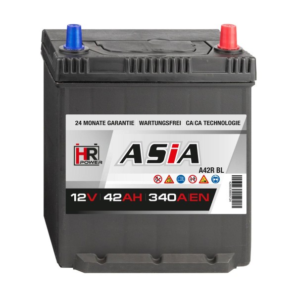 HR HiPower ASIA Autobatterie 12V 42Ah mit Bodenleiste