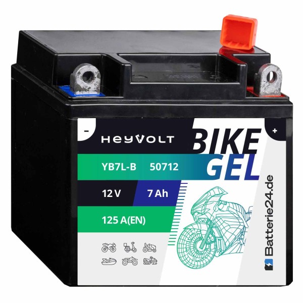 HeyVolt BIKE GEL Motorradbatterie YB7L-B 50712 12V 7Ah