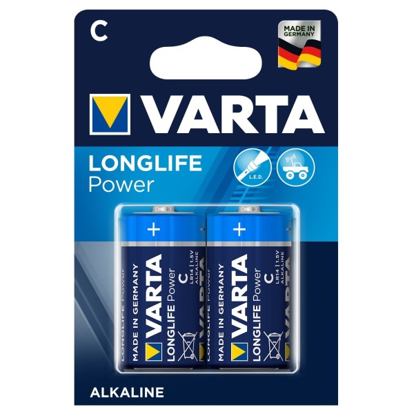 VARTA LONGLIFE Power Baby C LR14 MN1400 Alkaline Batterien 2er Blister